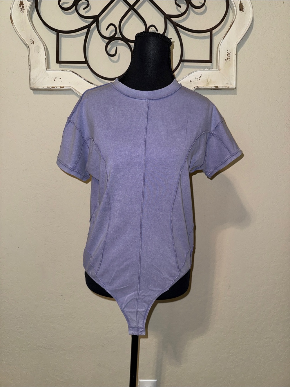 FP Lavender Seam-Detail Short Sleeve Bodysuit